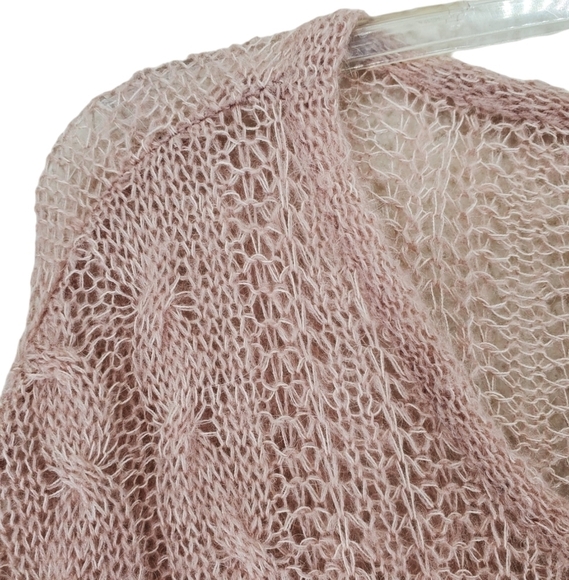Free People Knit Sweater Top XS Angel Soft Frappucino Latte Mauve Drop Shoulder - Picture 2 of 12